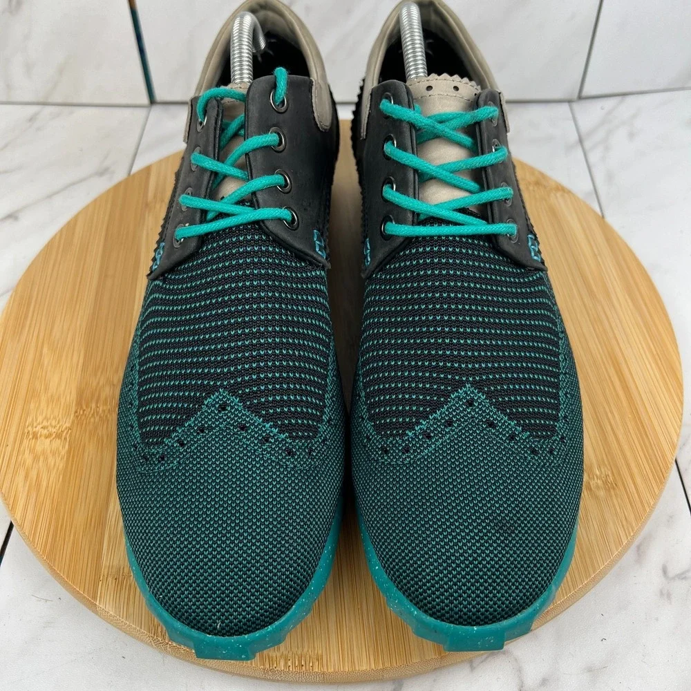 John Fluevog Orbit Mens Size 10 Blue Knit Wingtip Derby Casual Dress Shoes